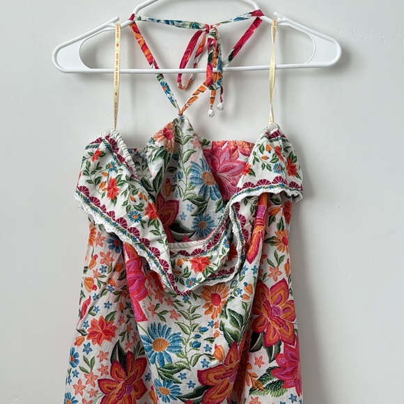 Farm Rio Bloom Garden Halter Mini Dress Size: L - Picture 10 of 12